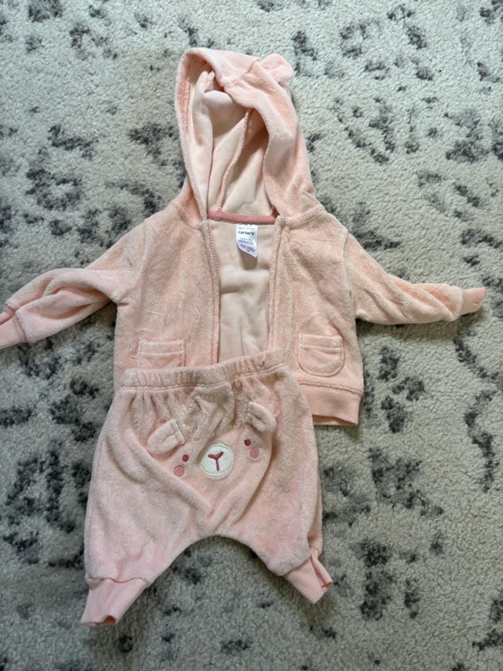 Carter's Light Pink Plush Hooded Baby Set